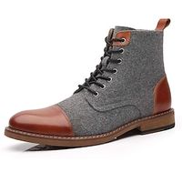 Men's Boots Brogue Dress Shoes Walking Casual Daily Leather Comfortable Booties / Ankle Boots Loafer dark brown Black Light Grey Spring Fall miniinthebox - thumbnail