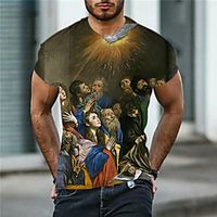 Men's T shirt 3D Print Graphic Human Crew Neck Daily Sports Print Short Sleeve Tops Casual Classic Designer Big and Tall Brown Lightinthebox - thumbnail