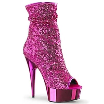 Women's Pole Dancing Shoes Performance Pole Dancing Stilettos Ankle Boots Platform Solid Color Slim High Heel Peep Toe Zipper Adults' Black Fuchsia Silver Lightinthebox