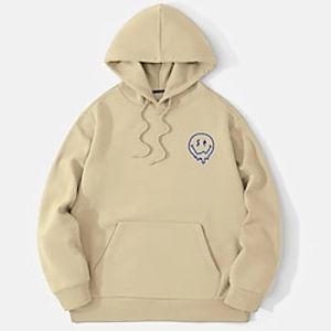 Men's Hoodie Light Khaki. Black Blue Royal Blue Gray Hooded Letter Lace up Pocket Holiday Going out Streetwear Cool Casual Winter Spring   Fall Clothing Apparel Hoodies Sweatshirts  Lightinthebox