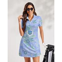 Women's Tennis Dress Golf Dress Blue Short Sleeve Dress Ladies Golf Attire Clothes Outfits Wear Apparel Lightinthebox