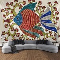 Gond Art Hanging Tapestry Wall Art Large Tapestry Mural Decor Photograph Backdrop Blanket Curtain Home Bedroom Living Room Decoration miniinthebox - thumbnail