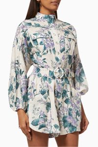 Cassia Panelled Playsuit in Floral Linen