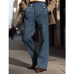 Men's Dress Pants Trousers Suit Pants Tweed Pants Button Front Pocket Straight Leg Plaid Geometry Comfort Business Daily Holiday Fashion Chic  Modern Black Blue Lightinthebox