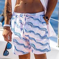 Men's Shorts Drawstring Stripe Lines Waves Ocean Breathable Quick Dry Short Outdoor Casual Daily Vacation Sports Purple Micro-elastic Lightinthebox - thumbnail