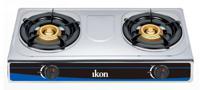 Ikon Stainless Steel Gas Table 2 Burner, Black And Blue - IK-CS2070S