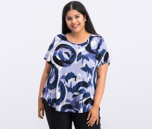Plus Size Printed T-Shirt  Purple combo
