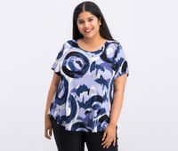 Plus Size Printed T-Shirt  Purple combo - thumbnail