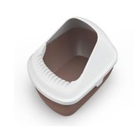Pets Club Open Cat Toilet Anti-Spattering Toilet Fully Semi-Enclosed Large Cat Litter Box - Size - 56X42X26.5cm - Coffee Color