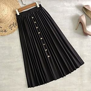 Women's Date Weekend Basic Streetwear Capris Skirts Solid Colored Pleated Light gray Black Dark Gray miniinthebox