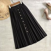 Women's Date Weekend Basic Streetwear Capris Skirts Solid Colored Pleated Light gray Black Dark Gray miniinthebox - thumbnail