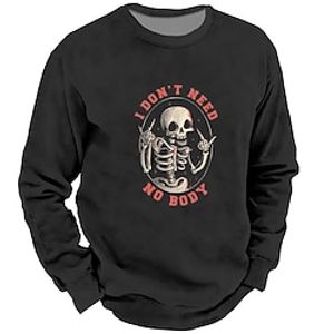 Men's Unisex Sweatshirt Pullover Graphic Prints Skull Letter Print Daily Sports Holiday 3D Print Designer Casual Hoodies Sweatshirts  Black Lightinthebox