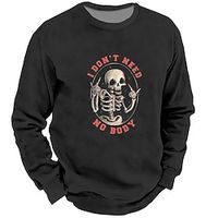 Men's Unisex Sweatshirt Pullover Graphic Prints Skull Letter Print Daily Sports Holiday 3D Print Designer Casual Hoodies Sweatshirts  Black Lightinthebox - thumbnail