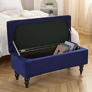 Velvet Ottoman Cover Rectangle Storage Ottoman Bench Slipcovers Folding Storage Bench Cover Footrest Stool Slipcover miniinthebox