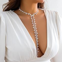 Long Necklace Rhinestones Women's Elegant Luxury Classic Cute Y Shaped Necklace For Wedding Party Prom Lightinthebox