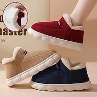 Men's Women's Flats Slippers Fuzzy Slippers Fluffy Slippers House Slippers Home Daily Indoor Flat Heel Round Toe Casual Comfort Minimalism Satin Faux Suede Loafer Solid Color Wine Navy Blue Khaki Lightinthebox - thumbnail