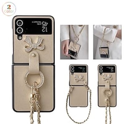 Phone Case For Samsung Galaxy Flip Z Flip 4 Z Flip 3 Portable Rhinestone Flip Solid Colored Crystal Diamond PC miniinthebox