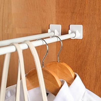 4pcs Curtain Rod Hooks, Strong Window Curtain Rod Clips, No Drill Adhesive Bracket Clips, Self-adhesive Curtain Rod Holder Hooks For Door Curtain And Expandable Rod Lightinthebox