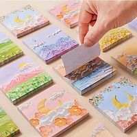 6pcs Random Painting Style Portable Sticky Notes 3.153.15inch 80 Sheets/Pcs For Students miniinthebox
