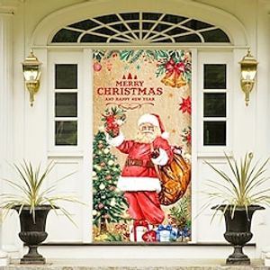Christmas Santa Xmas Door Covers Door Tapesty Door Curtain Decoration Backdrop Door Banner for Front Door Farmhouse Christmas Holiday Party Decor Supplies miniinthebox