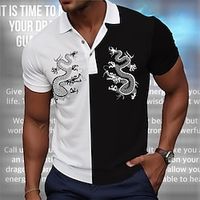 Dragon Guardian x LU | Men's Dragon Loong Mythical Creature Dark Style Streetwear Polo Short Sleeves Lightinthebox