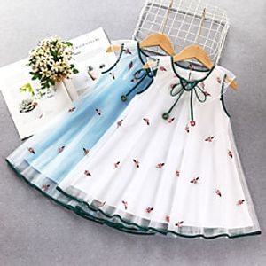 girls' sweet flower embroidery sleeveless mesh dress Lightinthebox