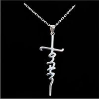 jesus cross necklace hip-hop bungee girl letter cross necklace Lightinthebox - thumbnail