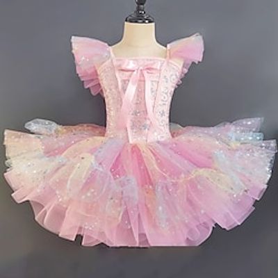 Kids' Dancewear Ballet Dance Costumes Dress Paillette Tulle Sequins Girls' Performance Party Sleeveless Spandex Organza Lightinthebox