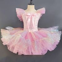 Kids' Dancewear Ballet Dance Costumes Dress Paillette Tulle Sequins Girls' Performance Party Sleeveless Spandex Organza Lightinthebox - thumbnail
