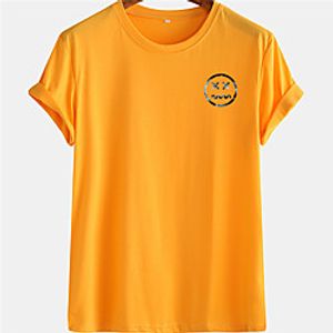 Men's Unisex Tee T shirt Hot Stamping Graphic Prints Emoji Face Plus Size Short Sleeve Casual Tops 100% Cotton Basic Designer Big and Tall White Blue Yellow Lightinthebox