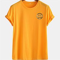 Men's Unisex Tee T shirt Hot Stamping Graphic Prints Emoji Face Plus Size Short Sleeve Casual Tops 100% Cotton Basic Designer Big and Tall White Blue Yellow Lightinthebox - thumbnail