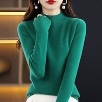 Women's Shirt Blouse Black White Yellow Plain Long Sleeve Casual Daily Basic High Neck Regular S miniinthebox - thumbnail