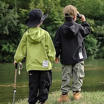Kids Boys Coat Outerwear Solid Color Long Sleeve Coat Outdoor Cool Black Green Fall 7-13 Years Lightinthebox