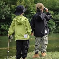 Kids Boys Coat Outerwear Solid Color Long Sleeve Coat Outdoor Cool Black Green Fall 7-13 Years Lightinthebox - thumbnail