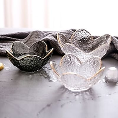 1pcs Glass Bowl Japanese Smoke Gray Gold Petal Glass Bowl Irregular Home Glass Bowl Fruit Bowl Salad Bowl. Lightinthebox