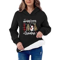 Women's Pullover Christmas Sweatshirt Cotton Fashion Classic Casual Front Pocket Olive Green Black Red Snowman Christmas Tree Christmas Party Christmas Round Neck Long Sleeve Only tops Micro-elastic Lightinthebox - thumbnail