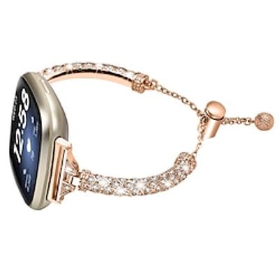 Smart Watch Band Compatible with Fitbit Versa 4, Sense 2, Versa 3, Sense Stainless Steel Smartwatch Strap Women Glitter Crystal Jewelry Bracelet Replacement  Wristband Lightinthebox