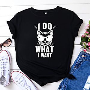 Women's T shirt Letter Round Neck Tops Loose White Yellow Army Green miniinthebox