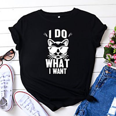 Women's T shirt Letter Round Neck Tops Loose White Yellow Army Green miniinthebox
