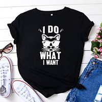 Women's T shirt Letter Round Neck Tops Loose White Yellow Army Green miniinthebox - thumbnail