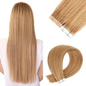 Tape In Hair Extensions Remy Human Hair 20pcs Pack Straight Hair Extensions miniinthebox