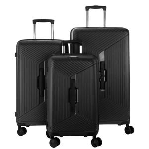 PARA JOHN Travel in Style: 3 Pcs 8-Wheel Spinner Luggage Set (21", 25", 29") - BLACK