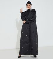 Moistreet Black Victoria Satin Abaya (XS, S, M, L, XL, XXL)