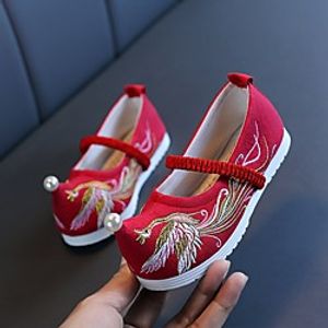 Girls' Sneakers Comfort Flower Girl Shoes Knit Canvas Mary Jane Little Kids(4-7ys) Big Kids(7years ) Daily Home Cycling Shoes Walking Shoes Stitching Lace Flower White Red Pink Spring Summer Lightinthebox