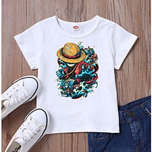 Kids Boys' T shirt Tee Short Sleeve Anime 3D Print Graphic White Black Children Tops Summer Basic Casual  Daily Daily Wear Lightinthebox