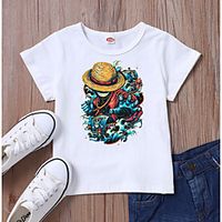 Kids Boys' T shirt Tee Short Sleeve Anime 3D Print Graphic White Black Children Tops Summer Basic Casual  Daily Daily Wear Lightinthebox - thumbnail