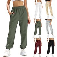 Women's Joggers Sweatpants Elastic Waistband Bottoms Athletic Athleisure Winter Thermal Warm Breathable Quick Dry Fitness Gym Workout Running Sportswear Activewear Solid Colored Black White Burgundy Lightinthebox - thumbnail