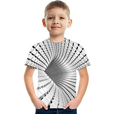 Kids Boys' T shirt Tee Short Sleeve Graphic Optical Illusion Color Block Rainbow Children Tops Summer Active Streetwear Sports 3-12 Years miniinthebox