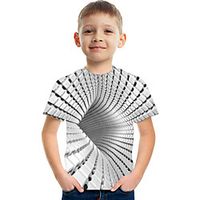 Kids Boys' T shirt Tee Short Sleeve Graphic Optical Illusion Color Block Rainbow Children Tops Summer Active Streetwear Sports 3-12 Years miniinthebox - thumbnail