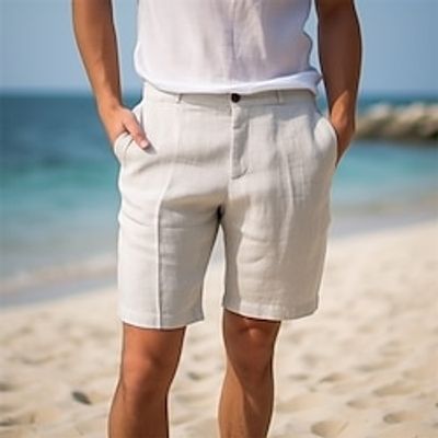 Men's Shorts Linen Shorts Summer Shorts Button Pocket Straight Leg Plain Comfort Breathable Short Casual Daily Holiday Linen Cotton Blend Fashion Designer Khaki miniinthebox Men's Shorts Linen Shorts Summer Shorts Button Pocket Straight Leg Plain Comfort Breathable Short Casual Daily Holiday Linen Cotton Blend Fashion Designer Khaki miniinthebox